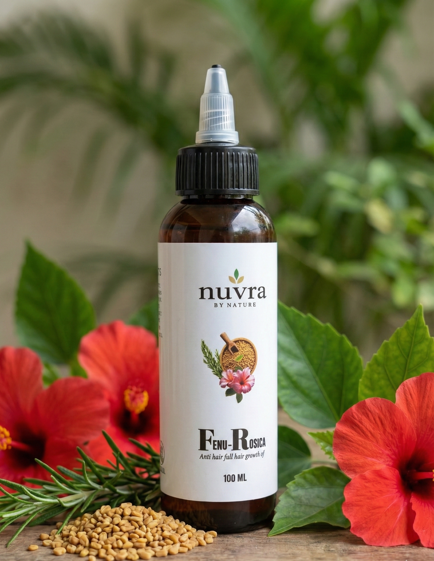 Nuvra by Nature Fenu Rosica Hair Growth Oil – Homemade Ayurvedic Blend for Hair Fall Control & Stronger Roots