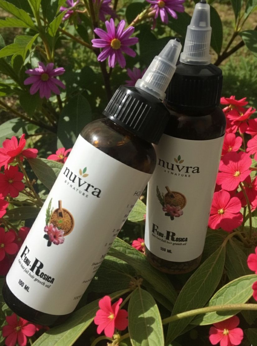 Nuvra by Nature Fenu Rosica Hair Growth Oil – Homemade Ayurvedic Blend for Hair Fall Control & Stronger Roots