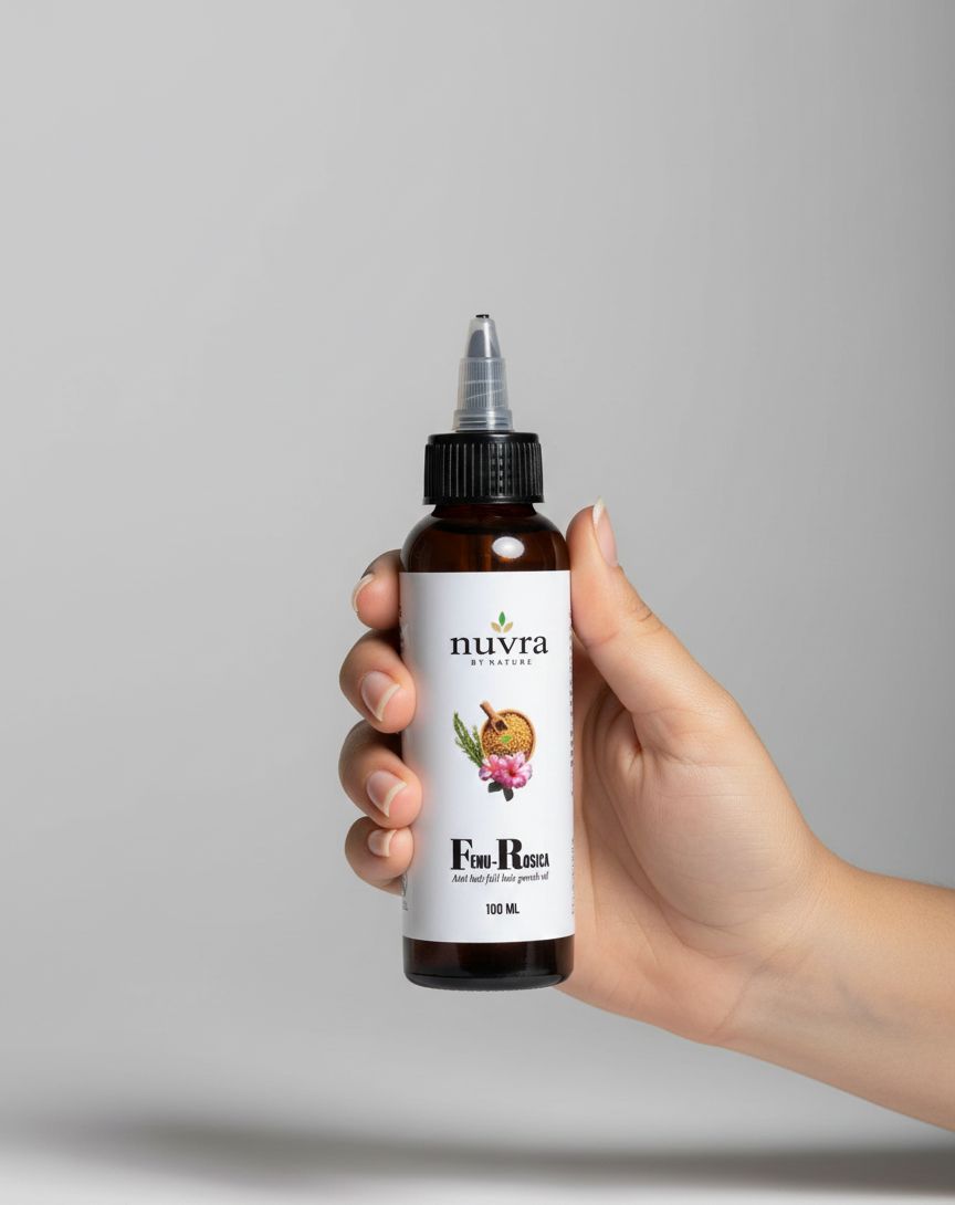 Nuvra by Nature Fenu Rosica Hair Growth Oil – Homemade Ayurvedic Blend for Hair Fall Control & Stronger Roots