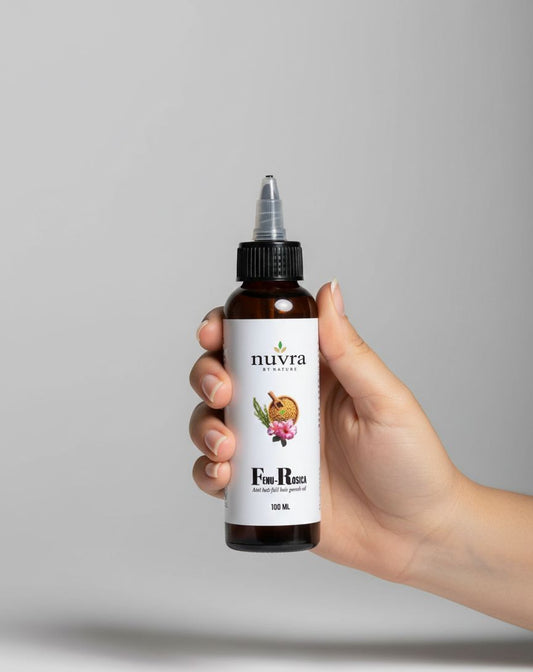 Nuvra by Nature Fenu Rosica Hair Growth Oil – Homemade Ayurvedic Blend for Hair Fall Control & Stronger Roots