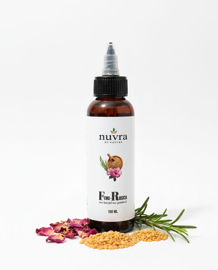 Nuvra by Nature Fenu Rosica Hair Growth Oil – Homemade Ayurvedic Blend for Hair Fall Control & Stronger Roots